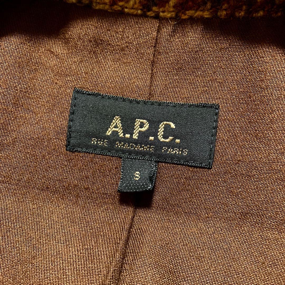 A.P.C アーペーセー 千鳥格子柄 ウールロングコート ブラウン S
