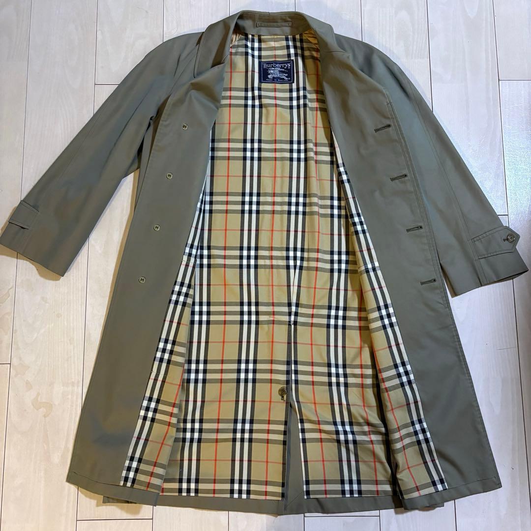 【希少】バーバリー　ステンカラーコート ノバチェック英国製 玉虫色　コットン