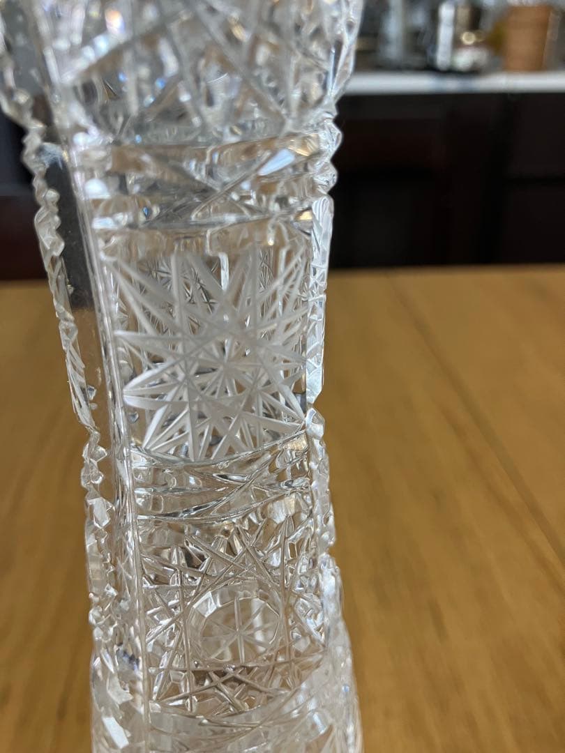 未使用クリスタル花瓶 カットガラス装飾 約25cm