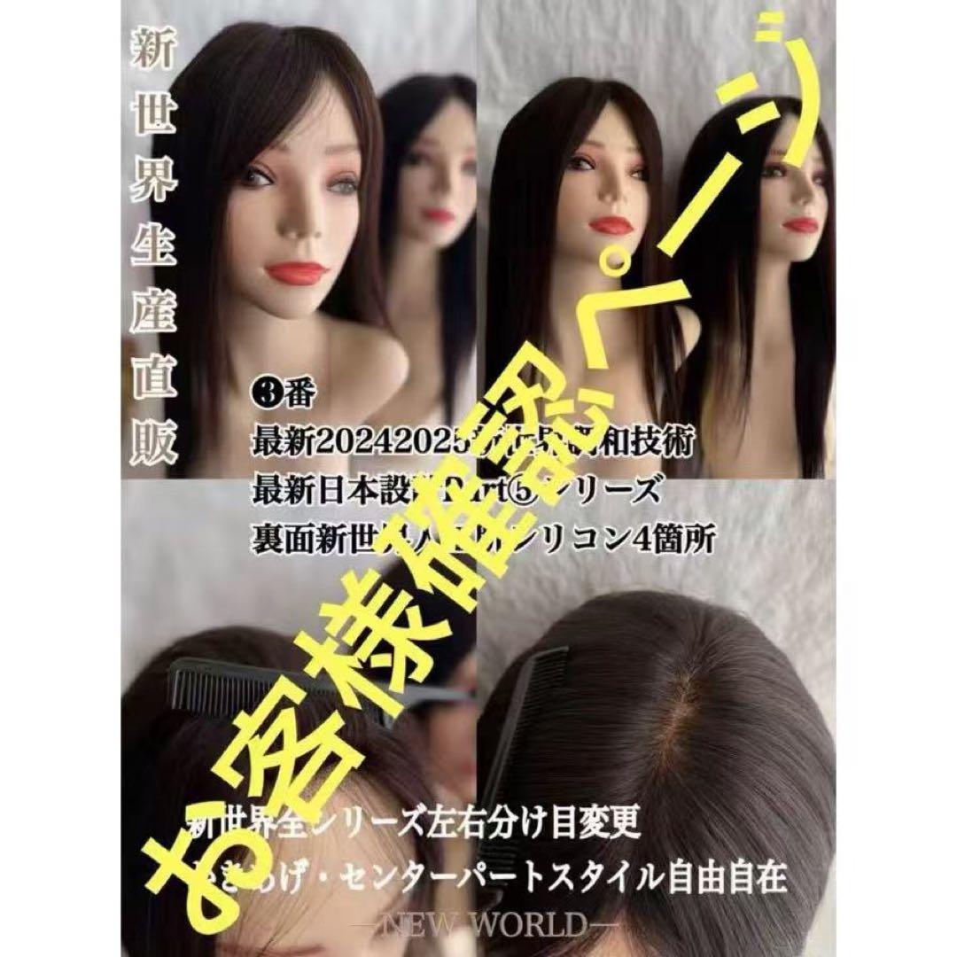 2025新世界　人毛100%ウィッグ　シルクスキン　医療ウィッグ　フルウィッグ