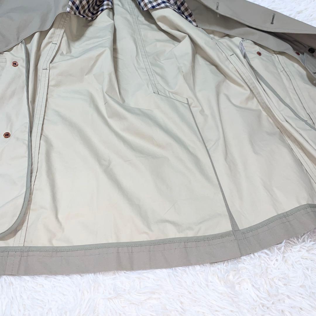 希少 英国製 アクアスキュータム トレンチコート チェック ベルト 撥水 L相当