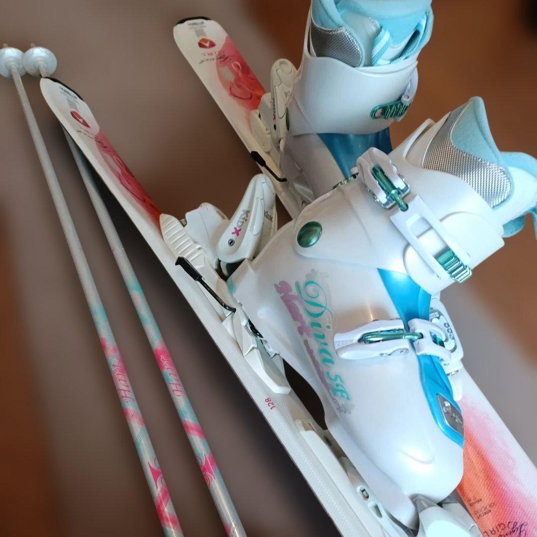 【高学年用】ダイナスター スキーセット板130cm、ブーツ23.0、ストック付き