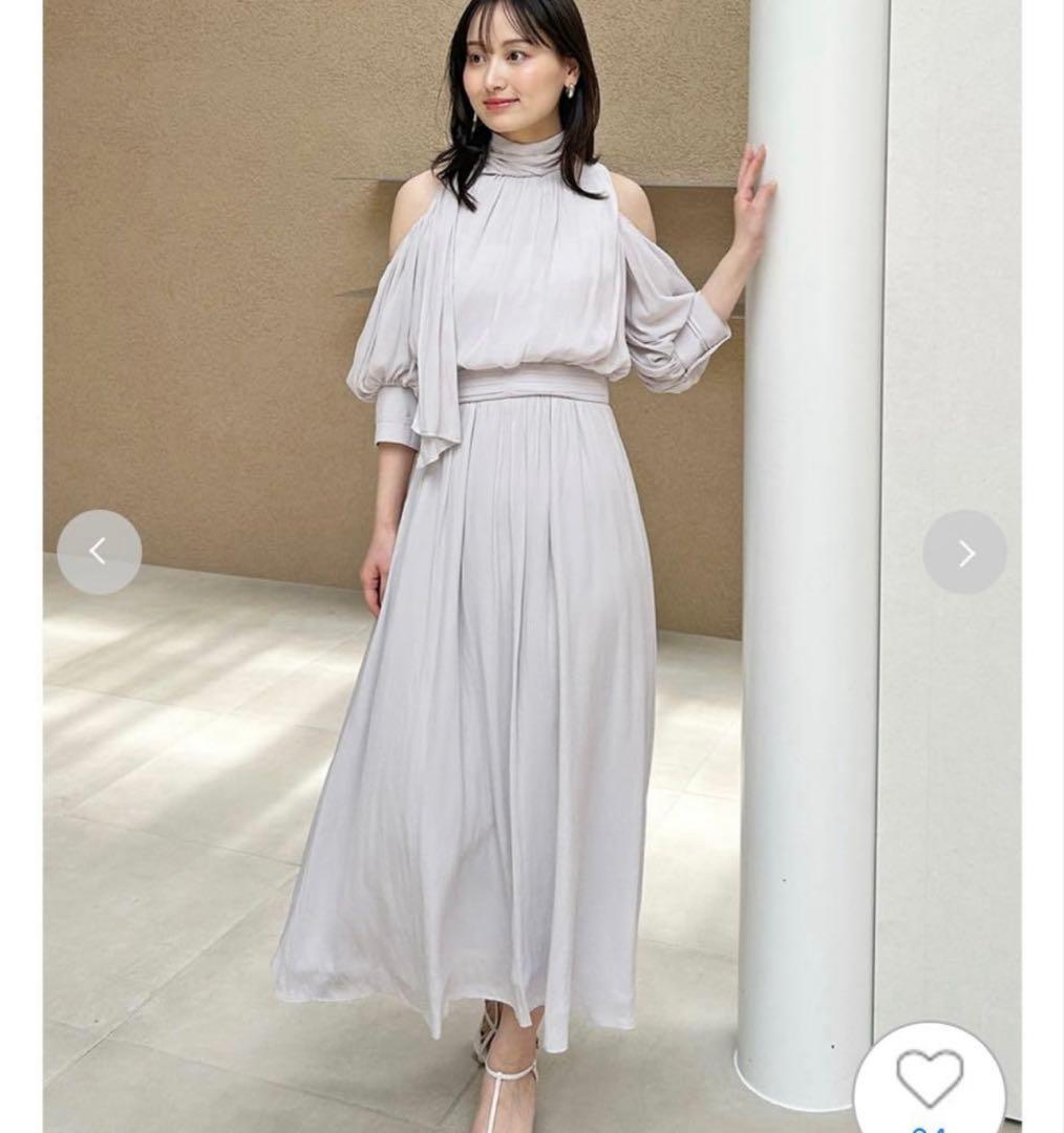 SNIDELコールドショルダーワンピース ライトグレー　新品　タグ付き