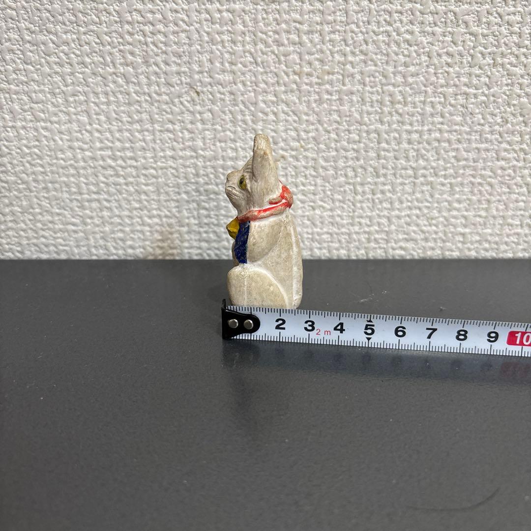 古い　招き猫　木製