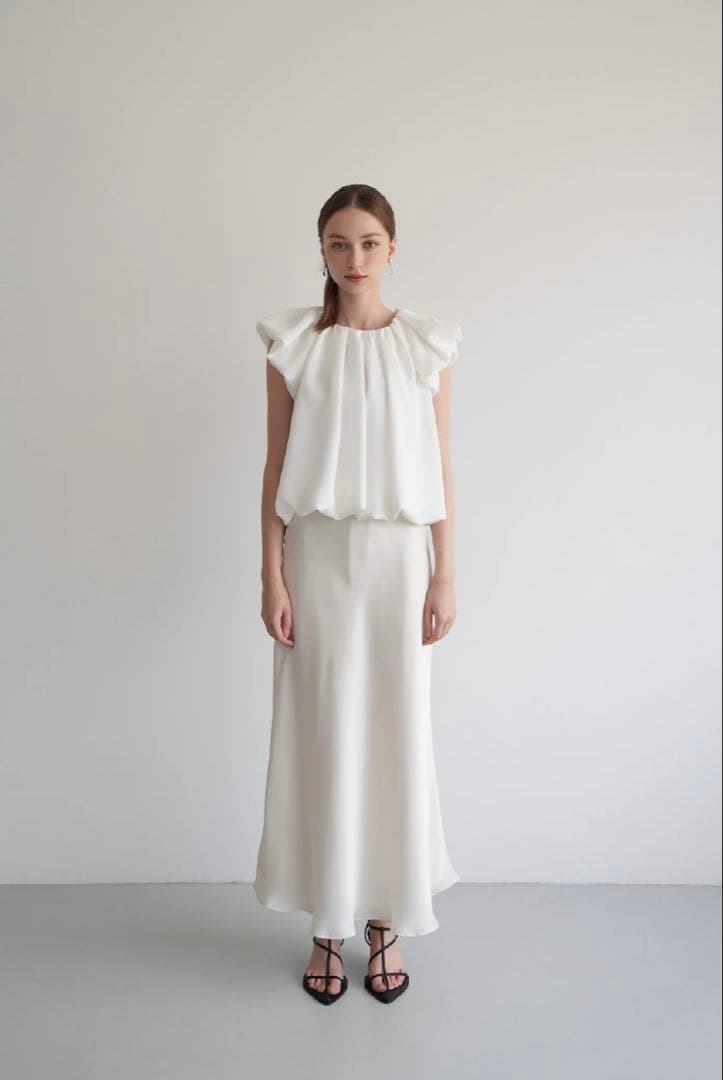 トップス acka drape volume tops white