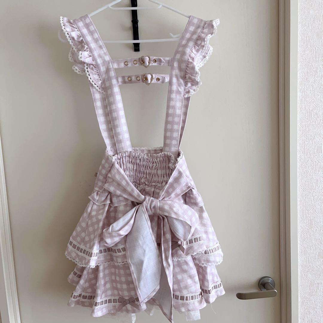 リズリサはしごリボンギンガムティアードスカパンスカート ピンク