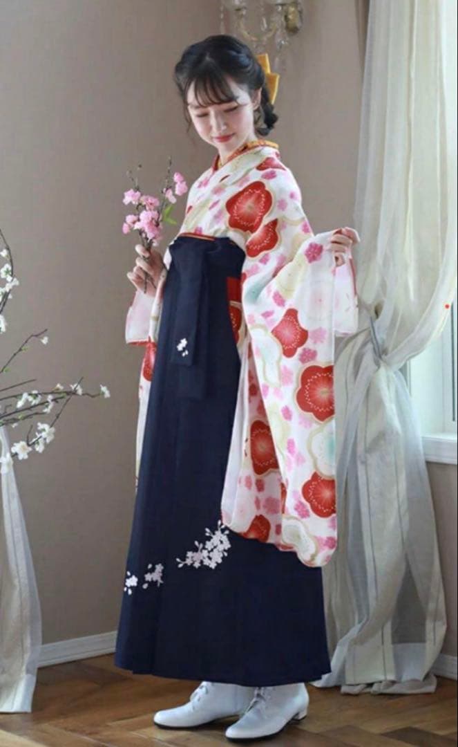 梅尽くしx濃紺袴 着付け簡単袴３点セット