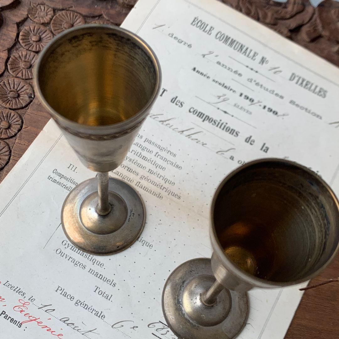 フランス　アンティーク　リキュールカップ2個セット インテリア雑貨