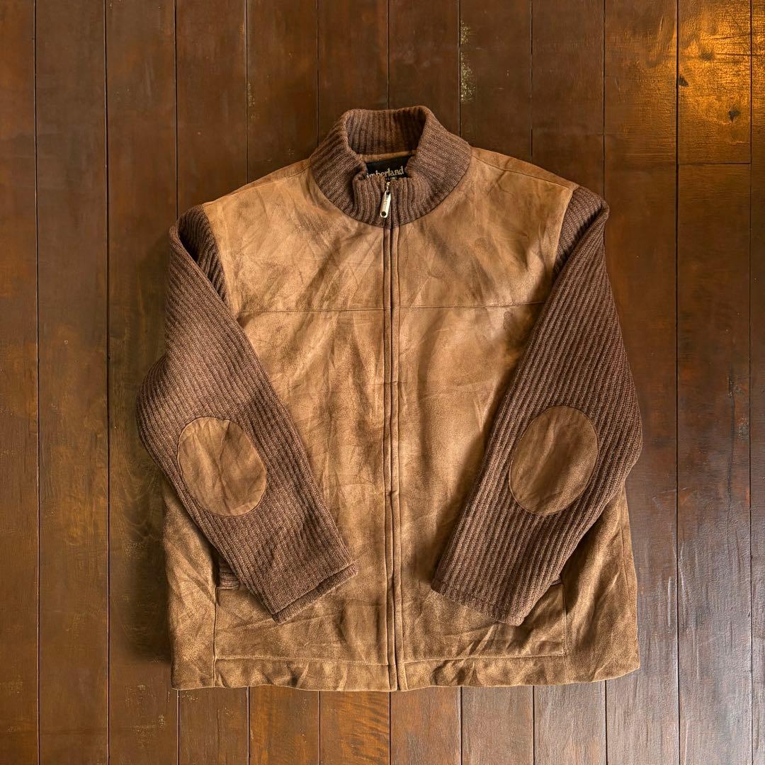 【Timberland ティンバーランド】スエードレザージャケット ニット切替え
