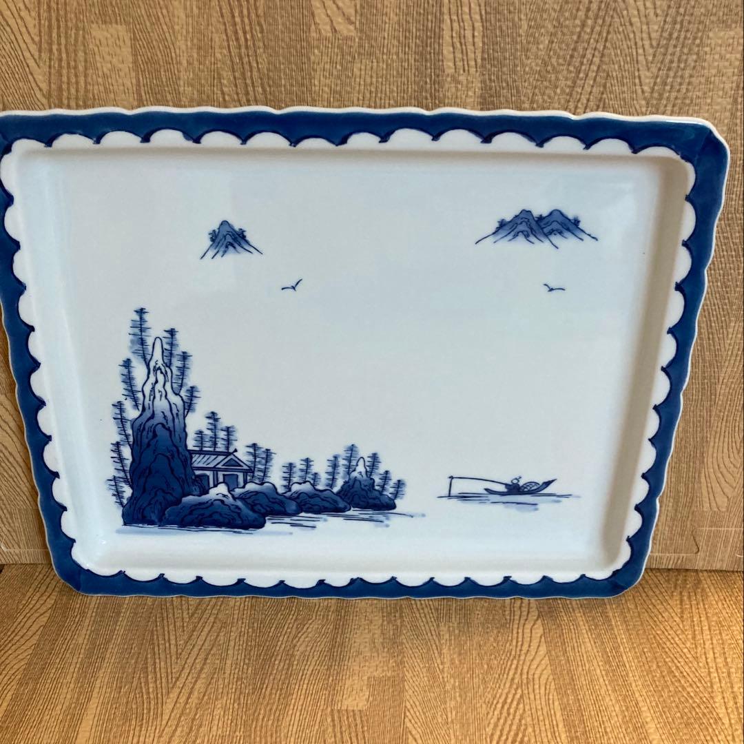 古伊万里　染付　呉須　天舞鶴紋　江戸時代　大皿　九谷焼・輪島塗り好きにも