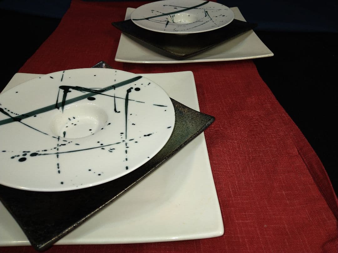 ⬛高級レストラン・ホテル・旅館気分でトリプル♦メイン皿３種類２組６皿セット