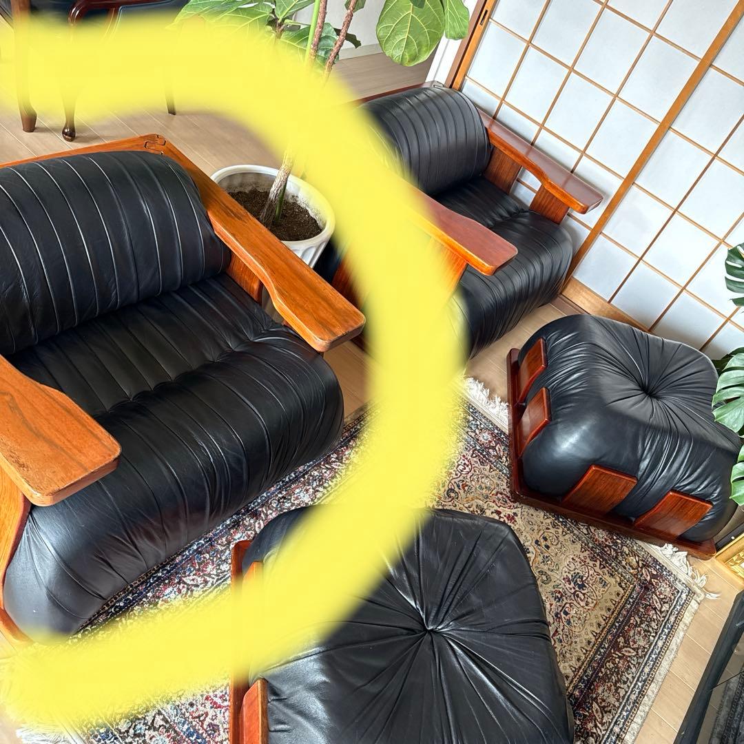 レア　Luciano Frigerio イタリア　黒レザー 1人掛けソファ