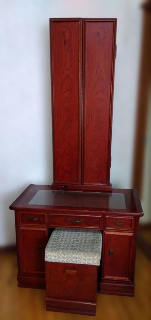 高級上質の三面鏡ドレッサー椅子付き送料込み