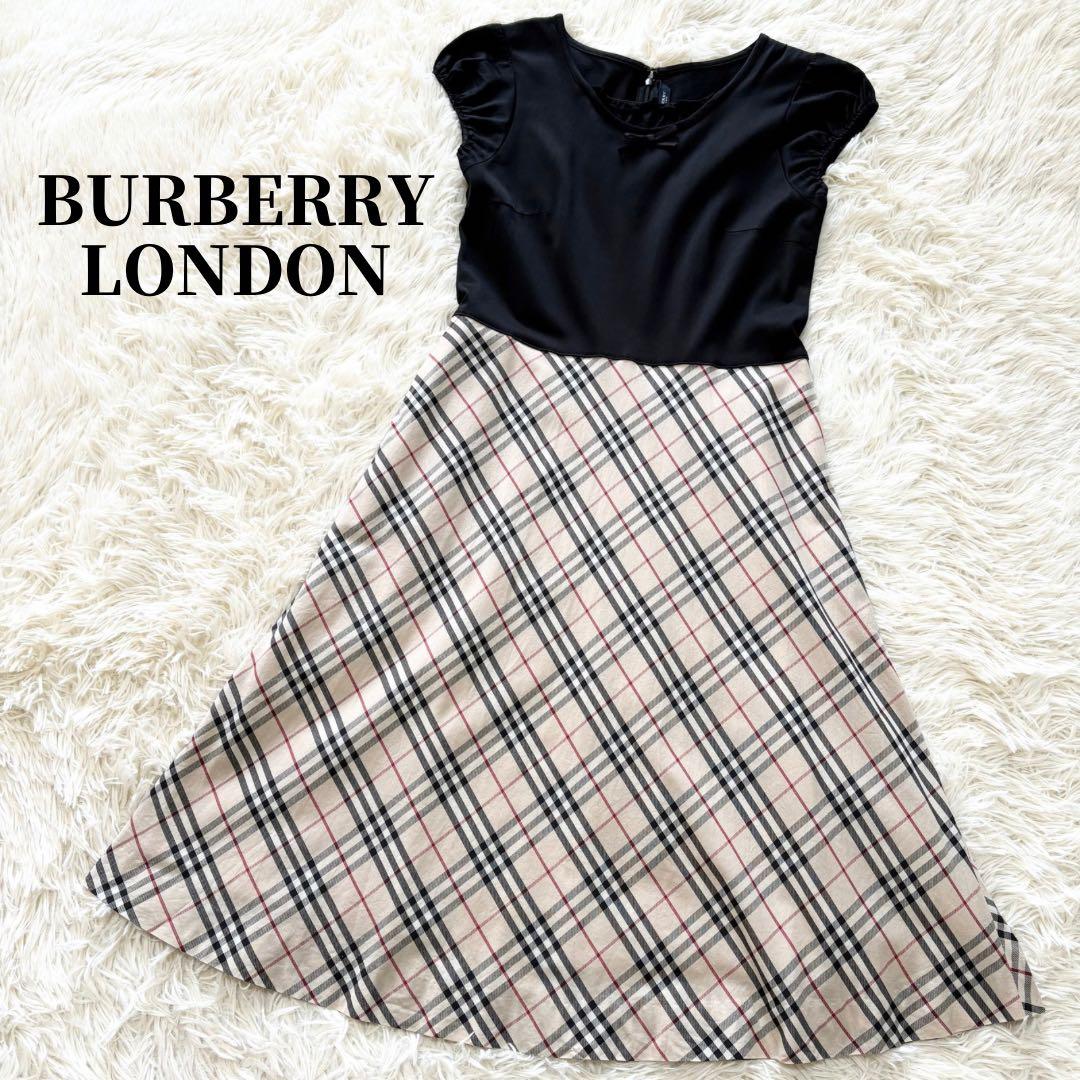 ✨美品✨バーバリーロンドン　ドッキングワンピース　ノバチェック　リボン　日本製