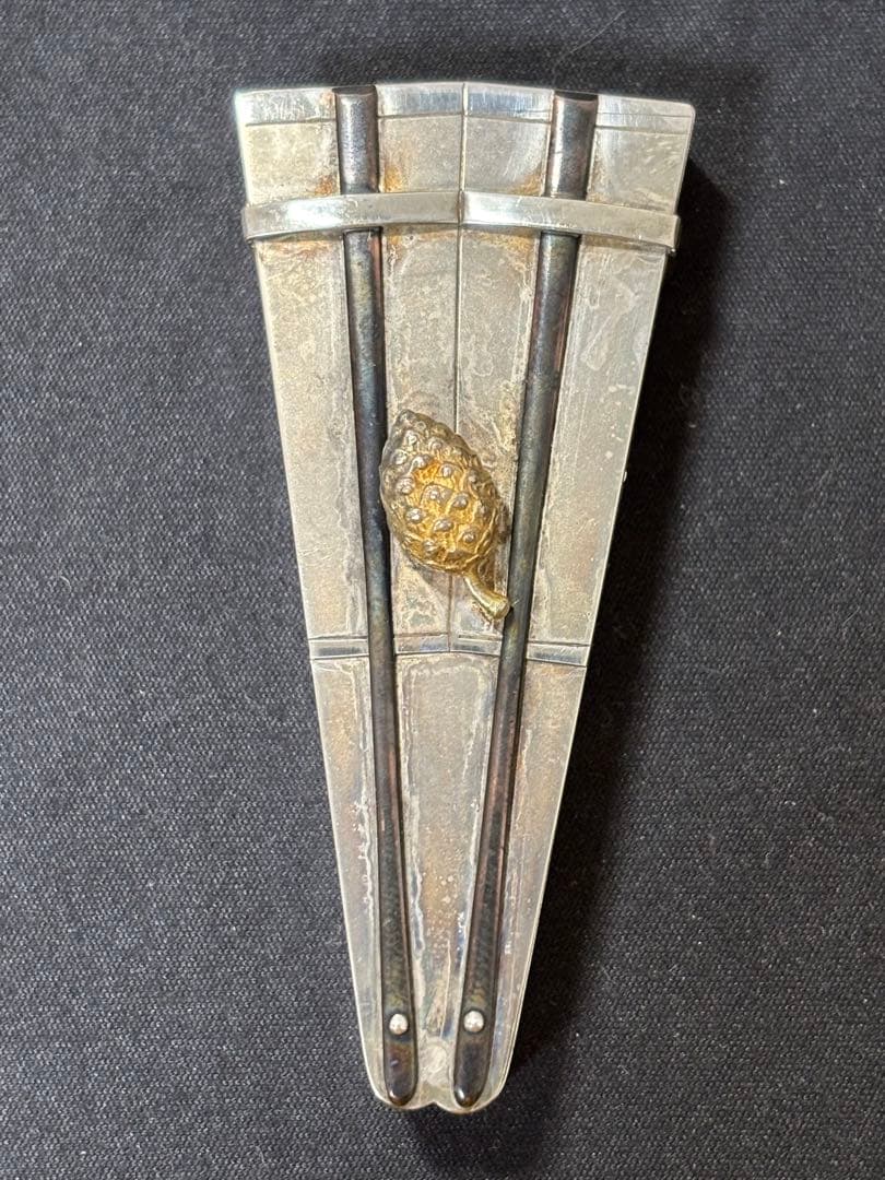 【純銀製】純銀爪楊枝入れ39.7g！箱付き！純銀刻印有り！鋳つぶし。