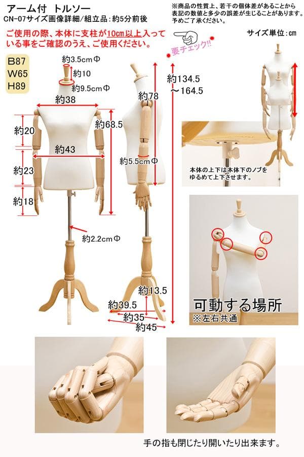 アーム 付き トルソー マネキン / 新品未使用
