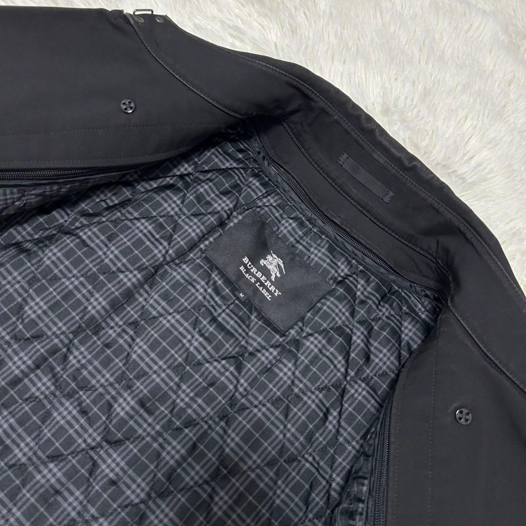 【極美品/M】バーバリーブラックレーベル トレンチコート ノバチェック 黒 比翼