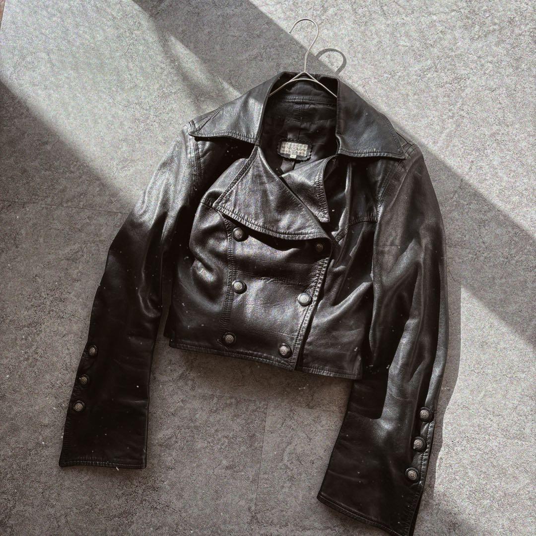 ジャケット・アウター Y2K Cropped Leather Jacket Black 00s