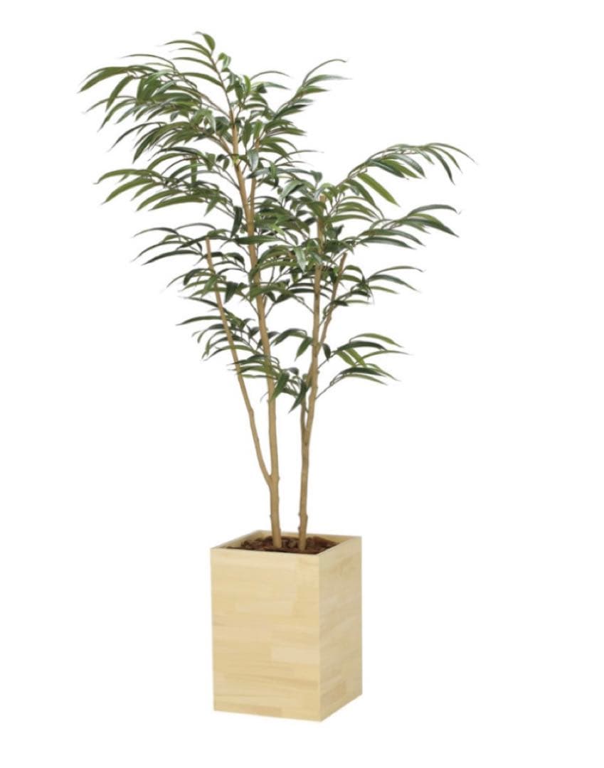 光触媒　人工観葉植物　フェイクグリーン　ウッドボックスショウナンゴム1.8m