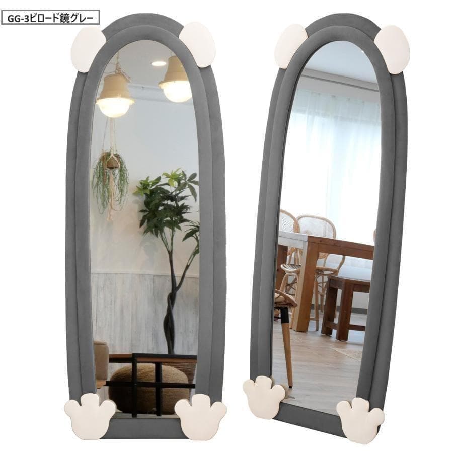 大特価全身鏡 韓国風 可愛い 160x60 ビロードフレーム グレー08