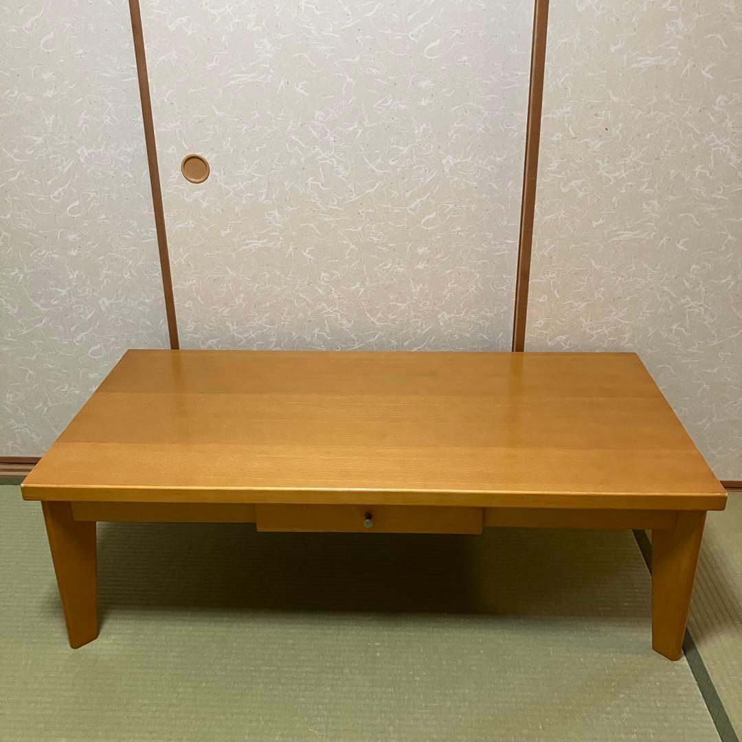 TECHNAテクナ製　天然木　ローテーブル 引き出し付き