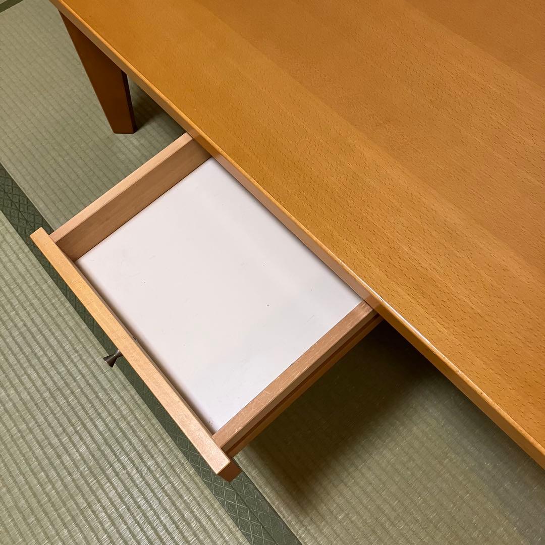 TECHNAテクナ製　天然木　ローテーブル 引き出し付き