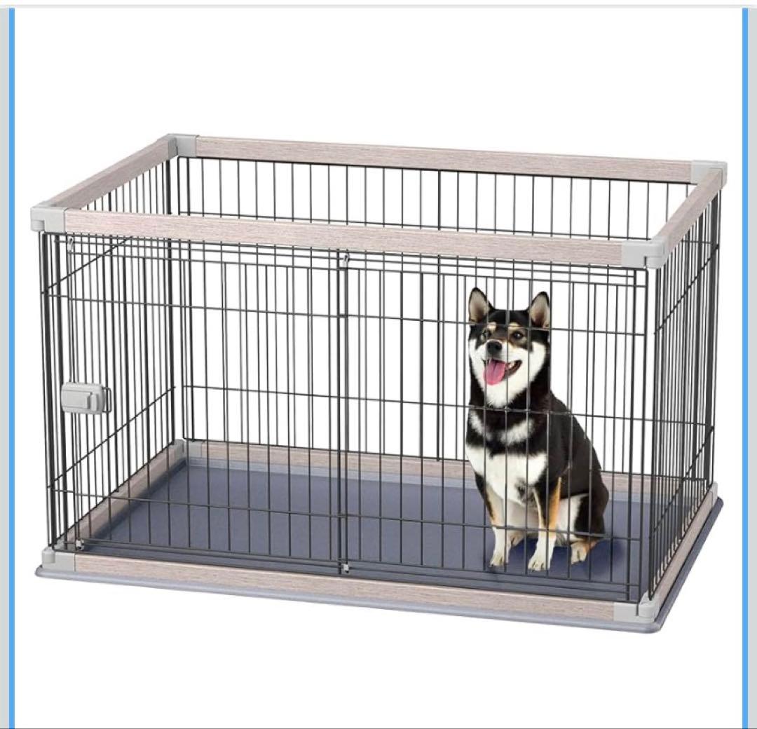 アイリスオーヤマ 犬 サークル ウッディサークル アッシュグレー 中型犬用