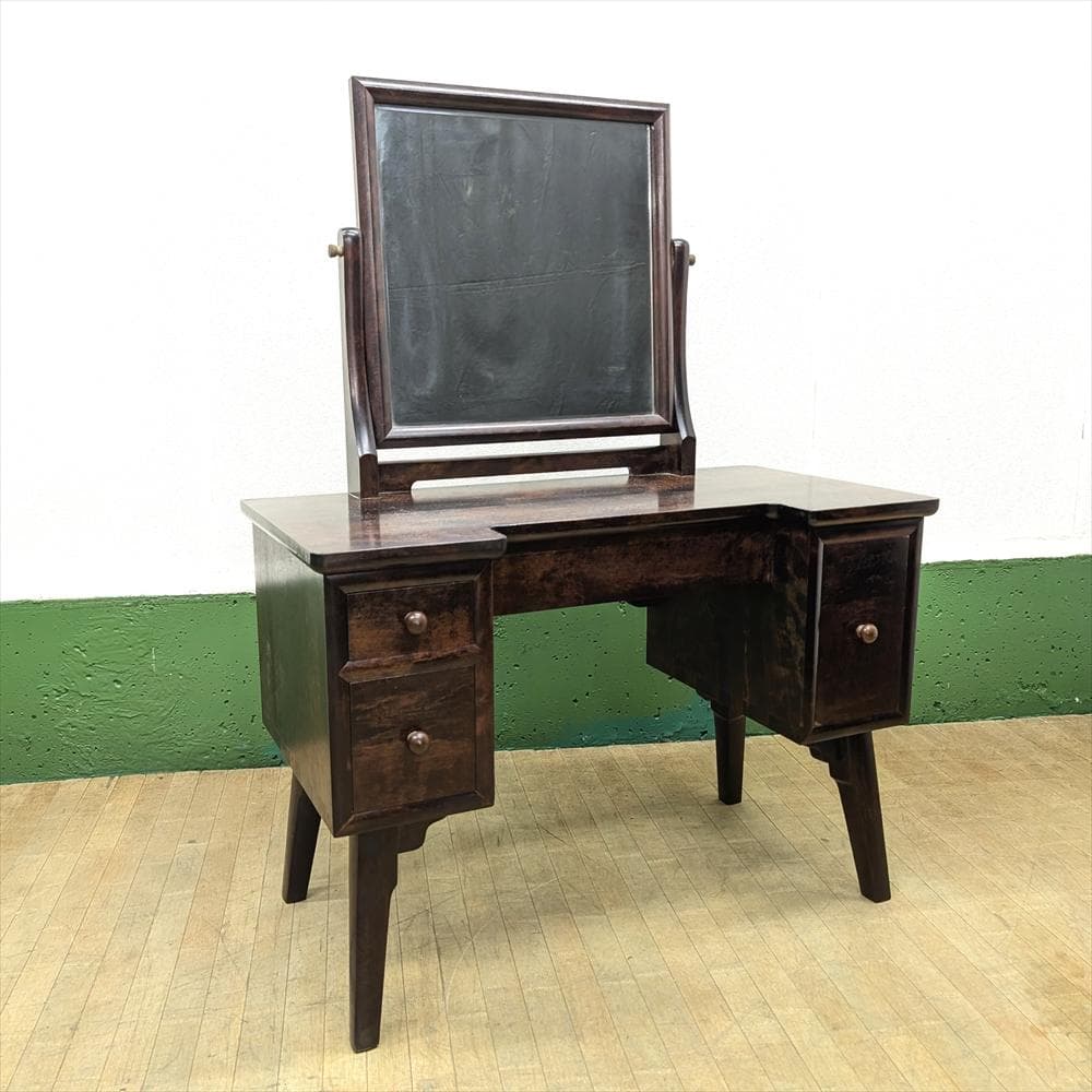 美品　松本民芸家具　水目桜　無垢　角型　ドレッサー　鏡台　化粧台　一面鏡