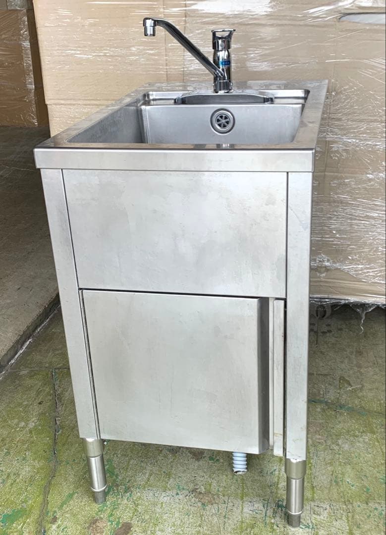 フジマック ステンレス製片扉付1槽シンク KAKUDAI 混合水栓付 ①