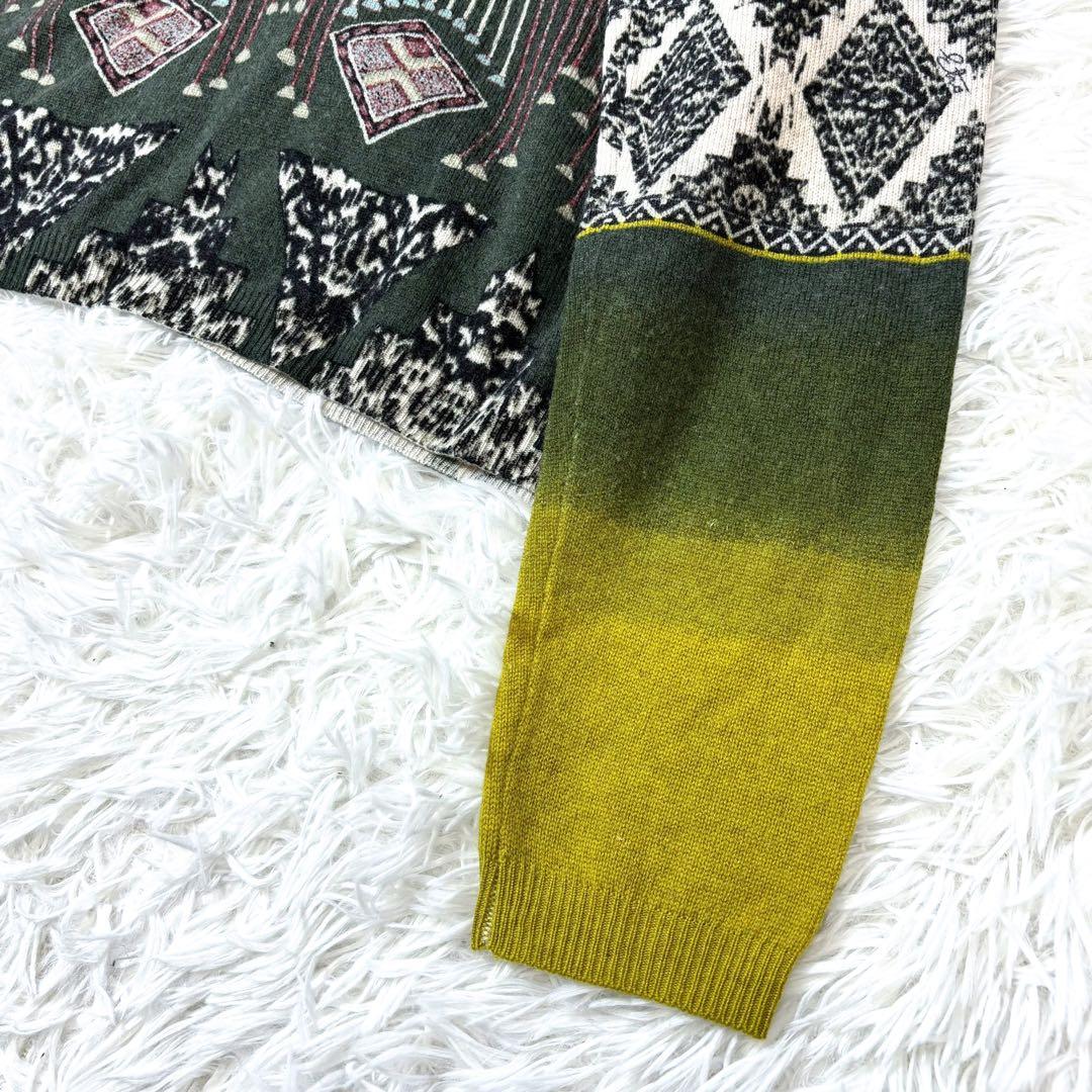 エトロ　ニットカーディガン　エスニック　ジャガード織り　ネイティブ柄　ボヘミアン