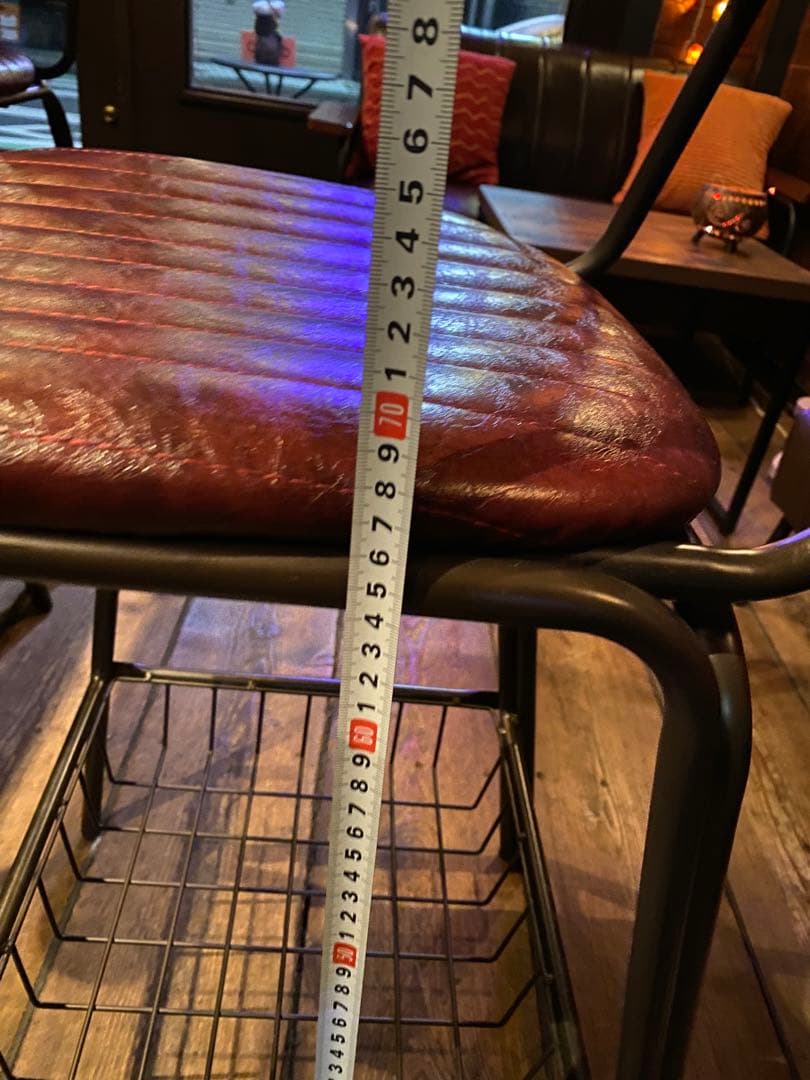 店舗カウンターチェア　赤茶色7脚