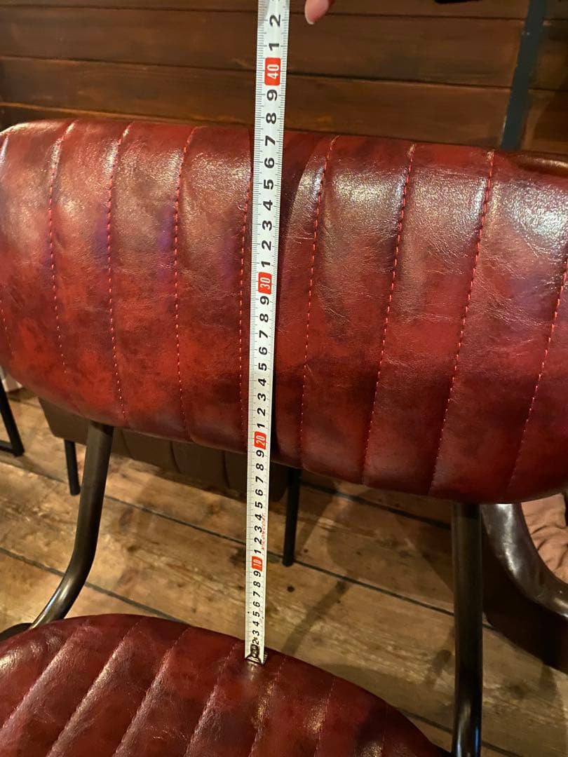 店舗カウンターチェア　赤茶色7脚