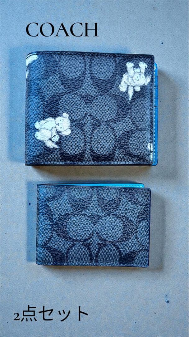 【美品/2点セット】COACH 財布 ・パスケース 子犬柄 ※希少