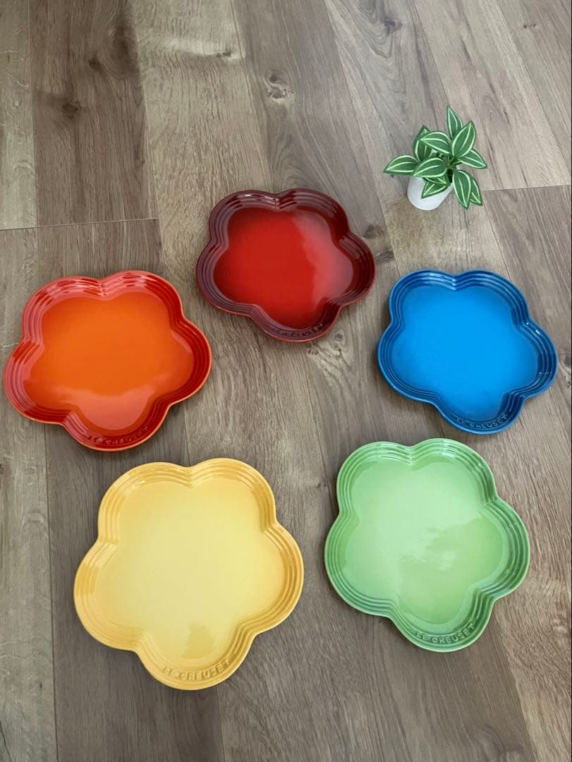 ゆか【新品未使用】ル・クルーゼ　フラワープレート 23 cmレインボー