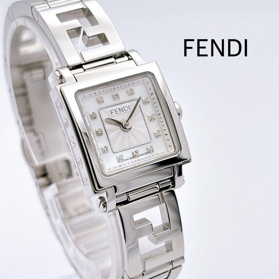 【美品・電池新品・完備】FENDI 60500L ダイヤ クアドロミニ オロロジ