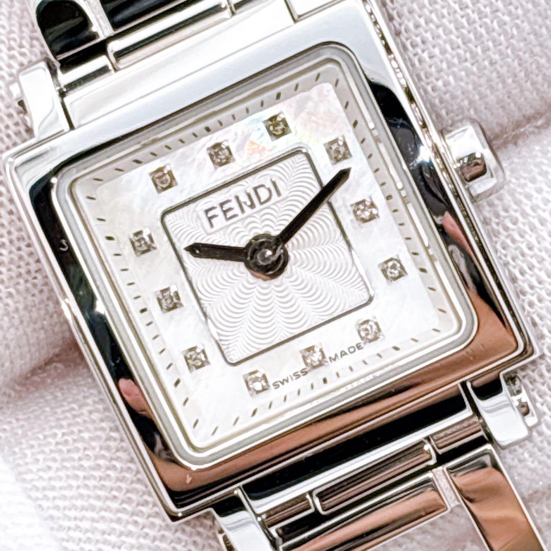 【美品・電池新品・完備】FENDI 60500L ダイヤ クアドロミニ オロロジ