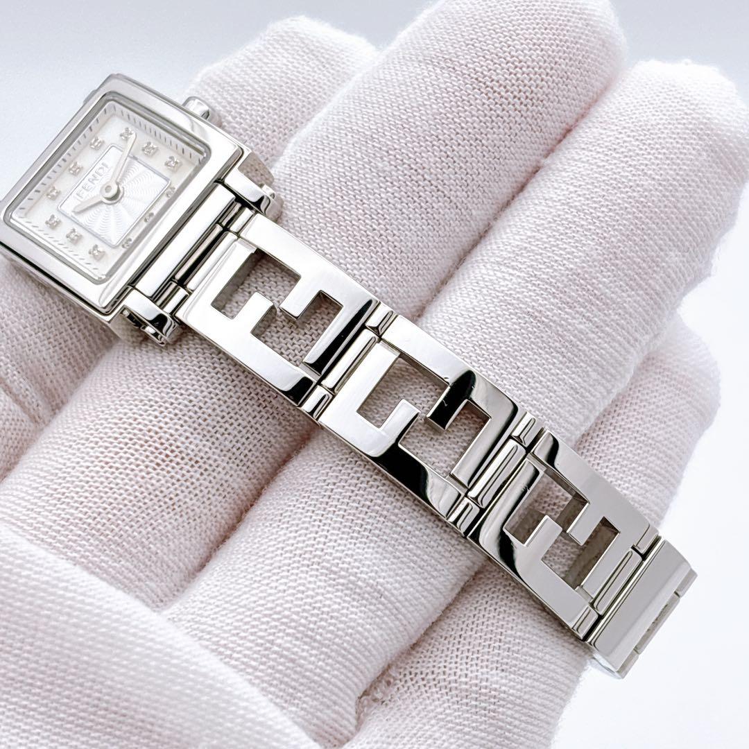 【美品・電池新品・完備】FENDI 60500L ダイヤ クアドロミニ オロロジ