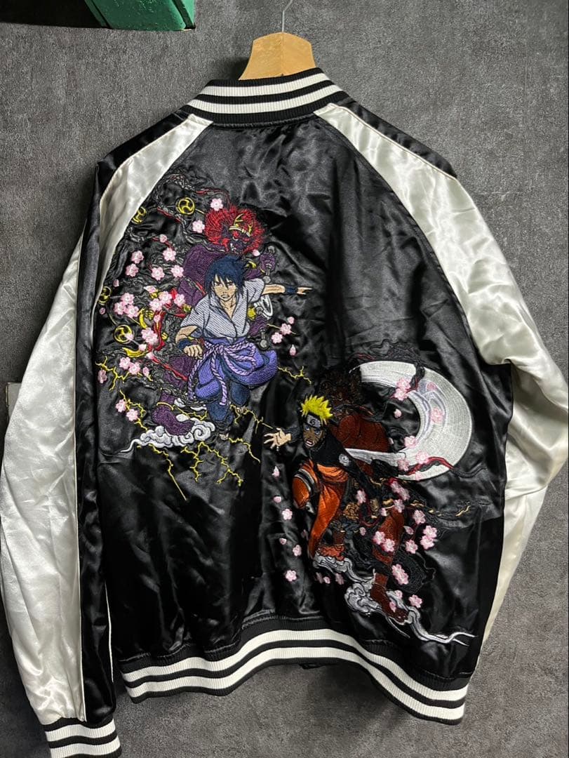 新品 朧×NARUTO疾風伝 スカジャン ナルト サスケ 刺繍 激レア