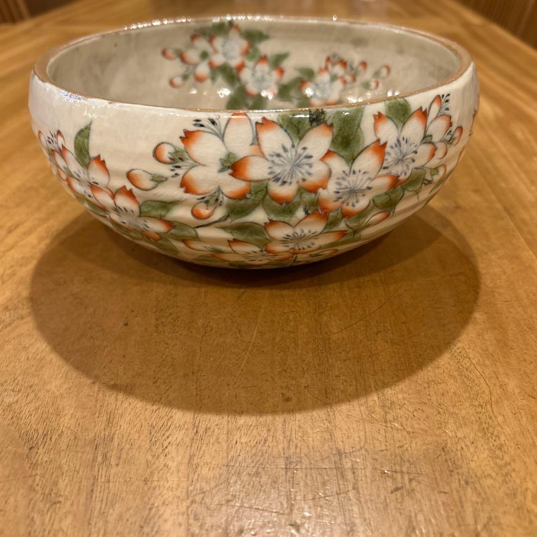 京都　京焼　清水焼　陶あん　桜絵付　深鉢　菓子鉢