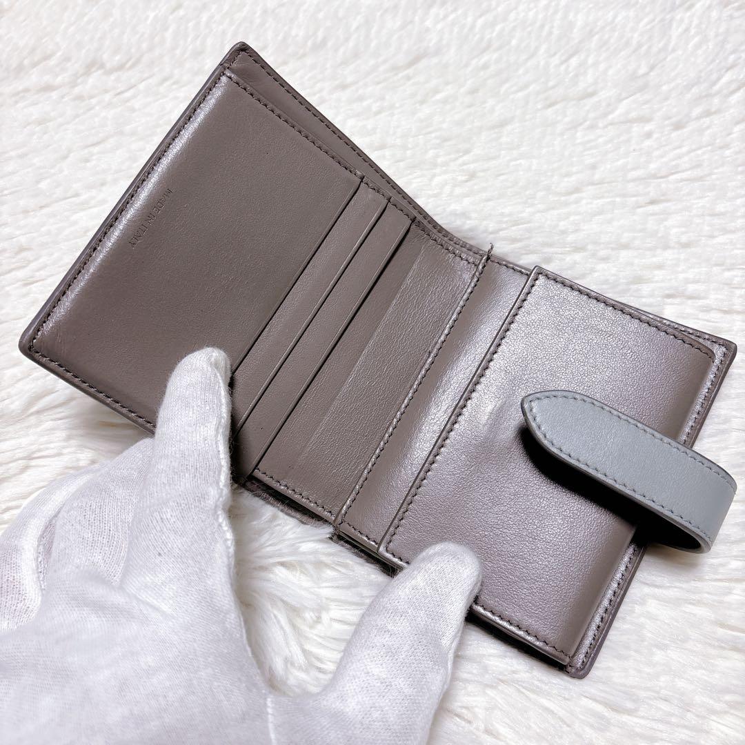 ♡美品♡CELINE 二つ折り財布 ストラップ スモール ウォレット グレーロゴ