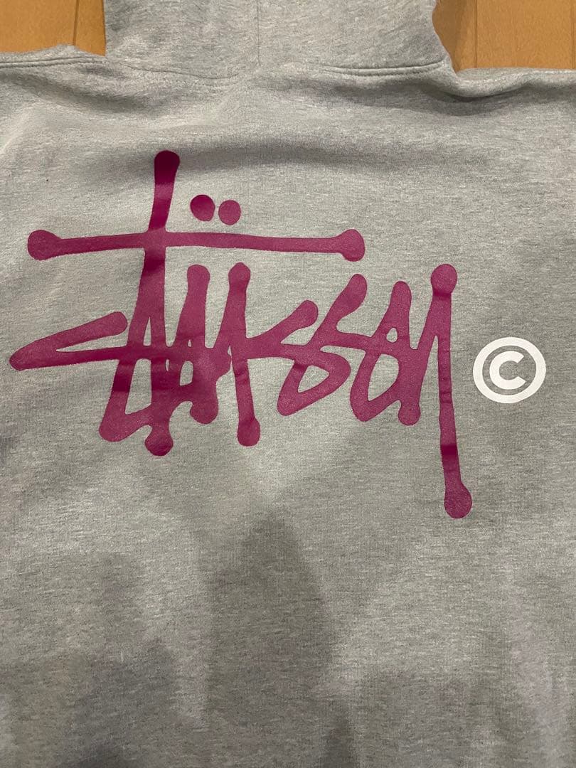 【希少】90s STUSSY ジップパーカー 紺タグ USA製 紫ロゴ L