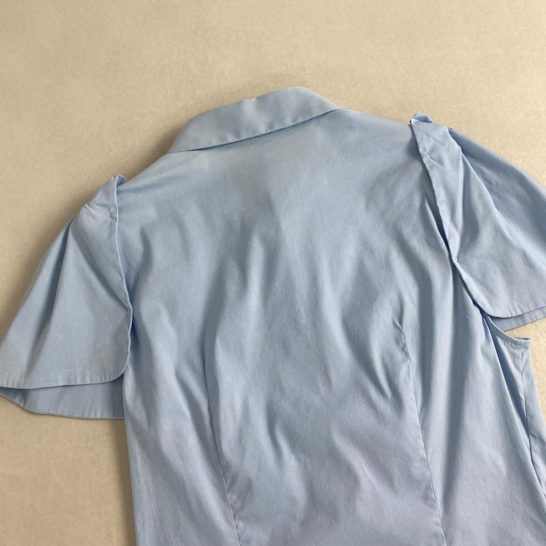 プラダ　半袖シャツ　パフスリーブ　ベイビーブルー PRADA ストレッチ 38