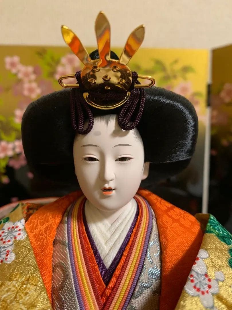 【8日迄出品】京雅　小倉草園作　絶世の美男美女　親王飾り　十二単唐衣裳姿仕様