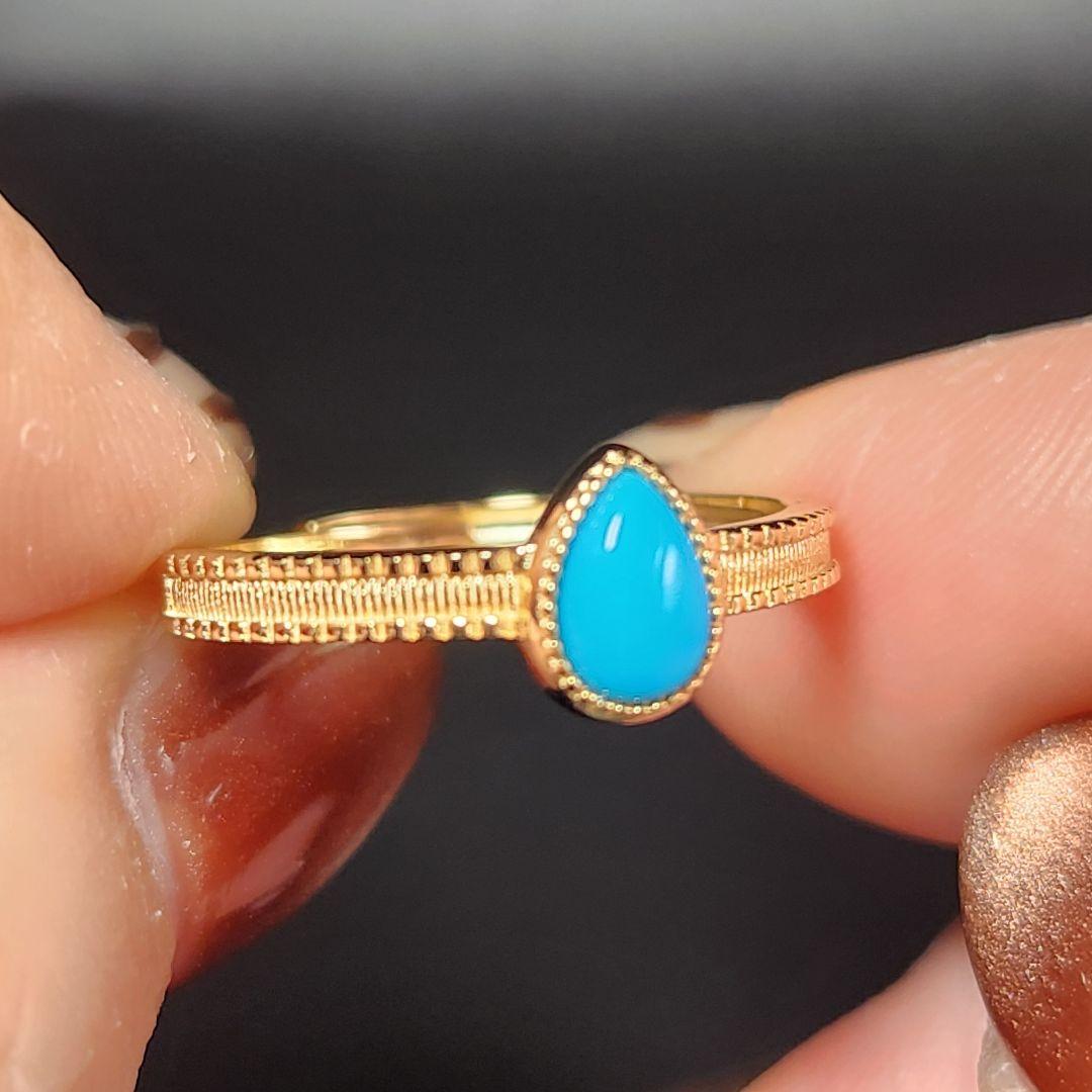 レア【新品】スリーピングビューティーターコイズフリーサイズリング sv925