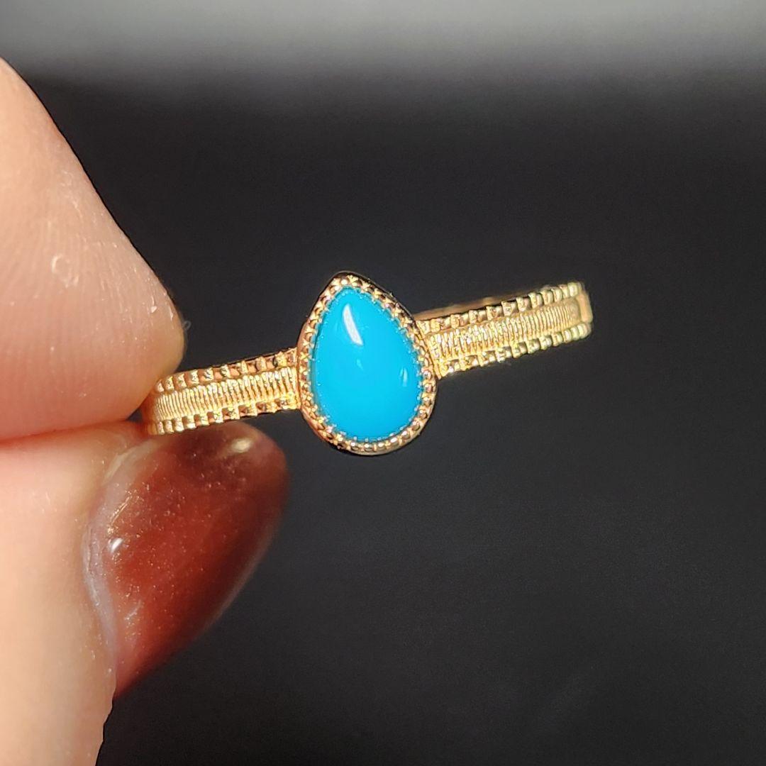 レア【新品】スリーピングビューティーターコイズフリーサイズリング sv925