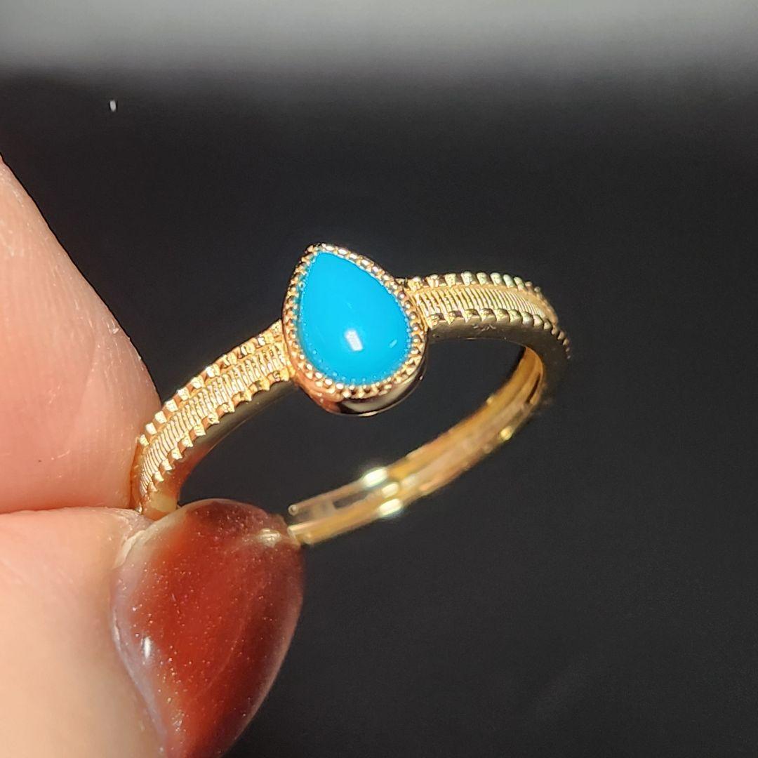 レア【新品】スリーピングビューティーターコイズフリーサイズリング sv925