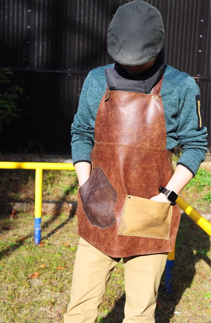本革　エプロン 工房作業、DIY、ガーデニング、カフェ・美容師・革作業・木工