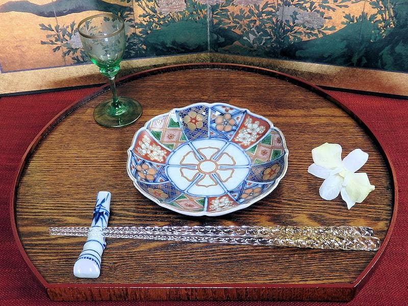 大聖寺伊万里　金襴手 菊皿　4寸半皿　5客　E046AS-CYb