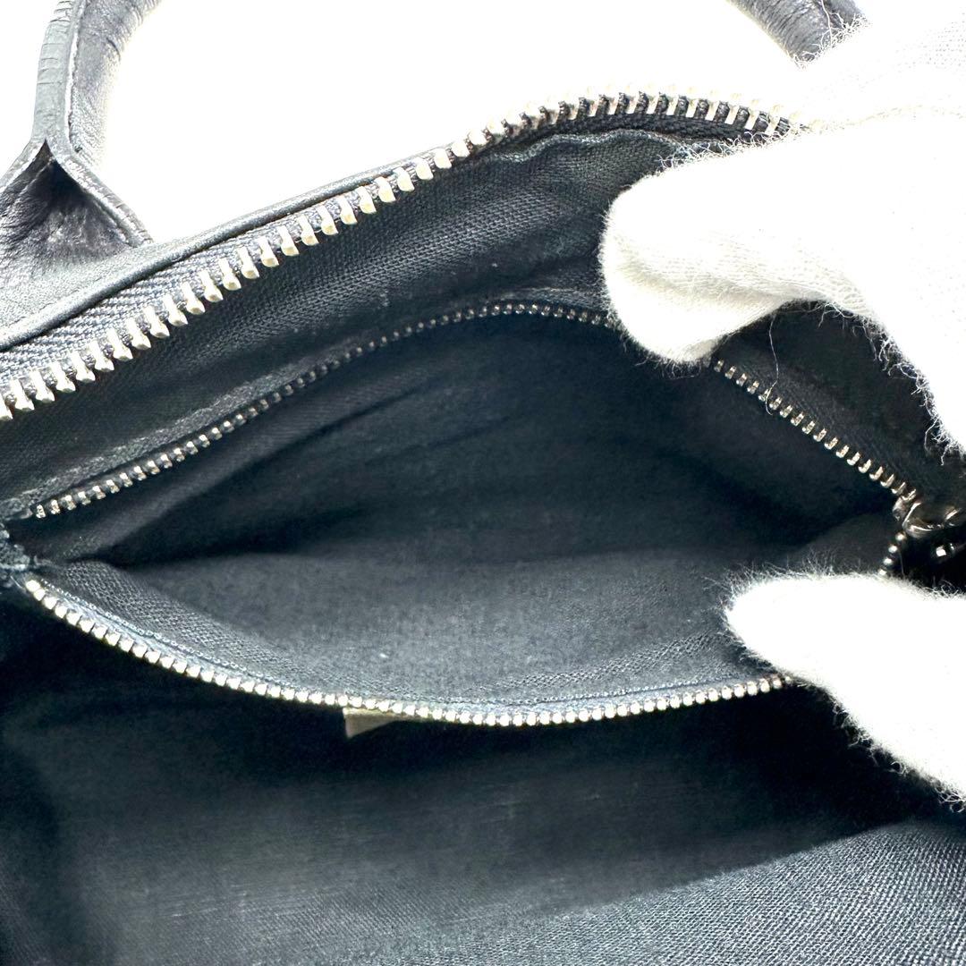 希少廃盤 マサキマツシマ 変形 ハンドバッグ ロゴ金具 カーフレザー 黒 ヌメ革