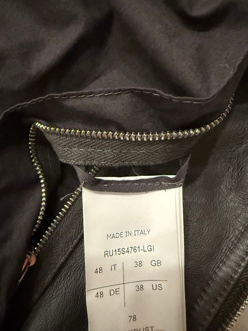 Rick Owens グレー LEATHER BIKER JACKET